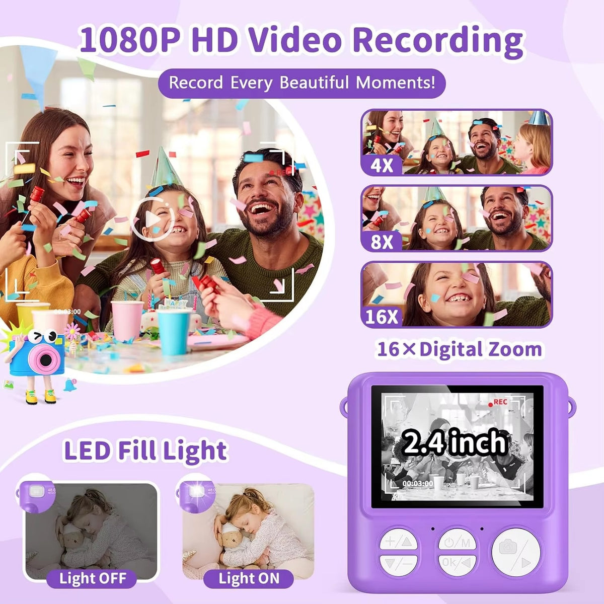 Kids Instant Printing Digital Camera with 2.4" Screen | Thermal Photo Camera