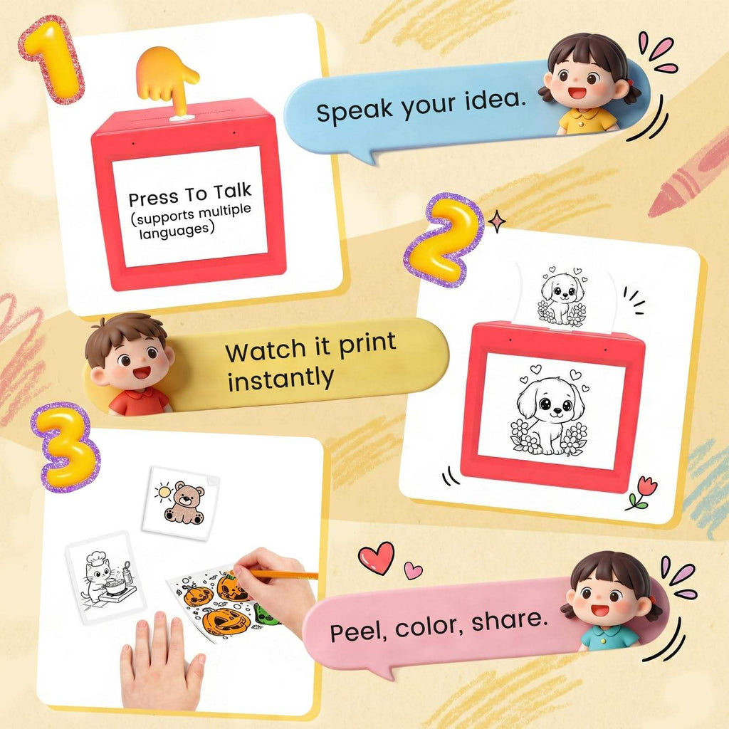 2.4-Inch Smart AI Inkless Printer with Voice Chat