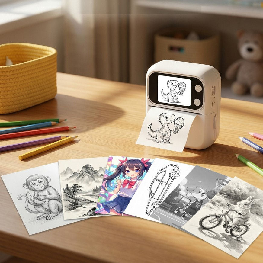 Compact AI Thermal Printer with 2-Inch HD Screen