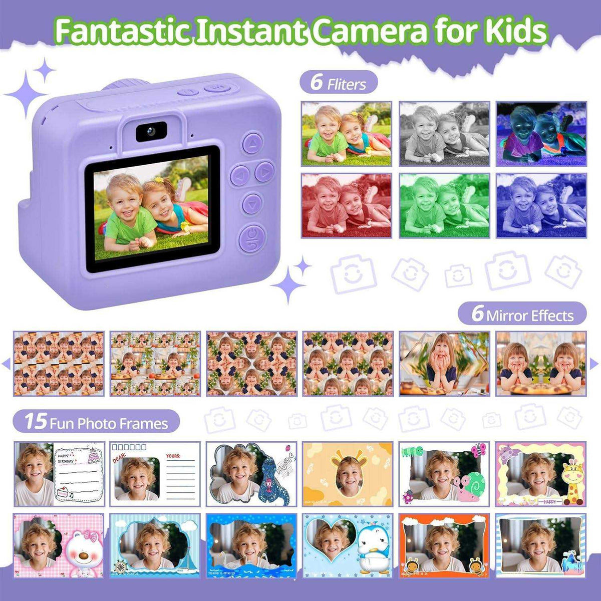 Kids Thermal Print Camera with 2.4" Display | Instant Photo Camera for Children