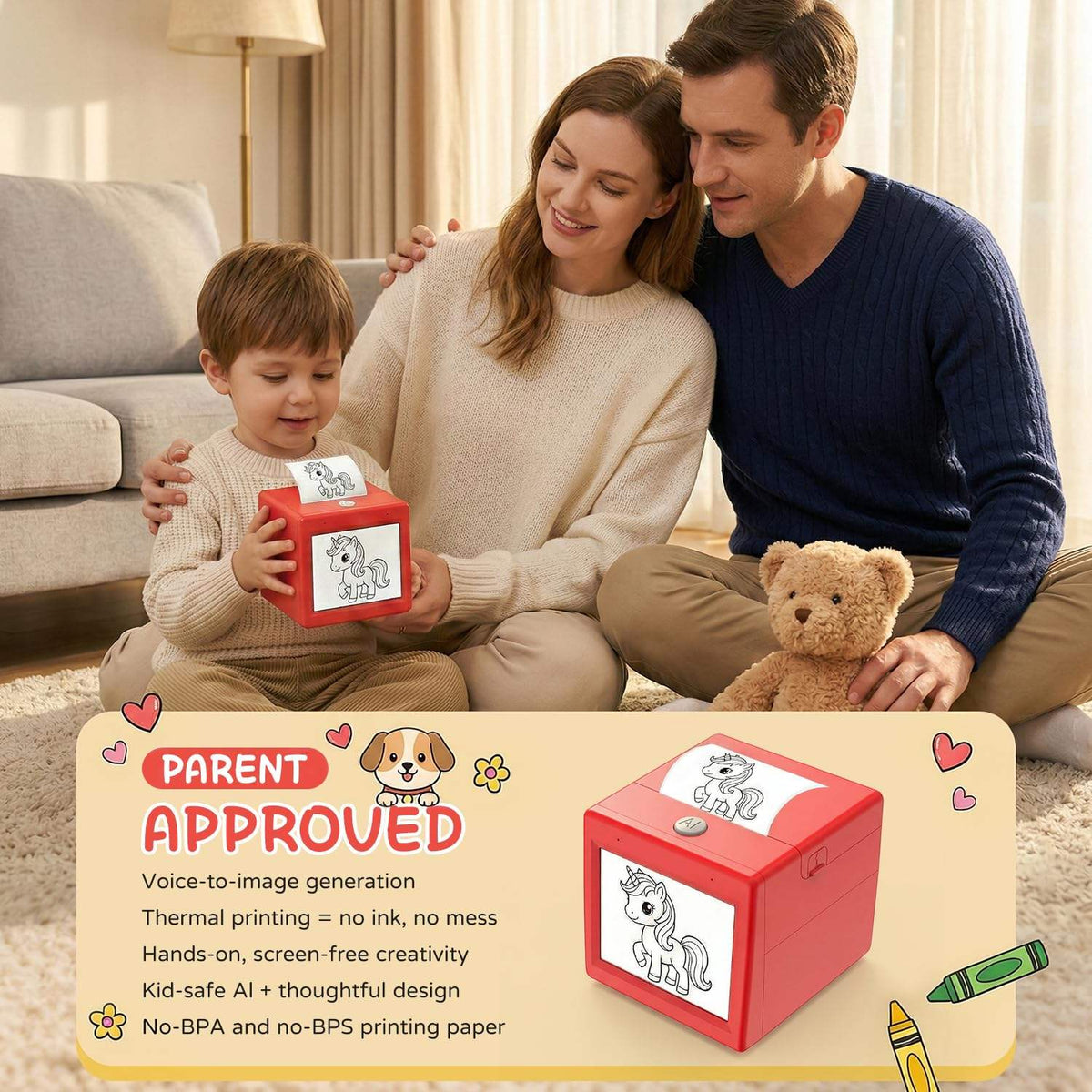 2.4-Inch Smart AI Inkless Printer with Voice Chat