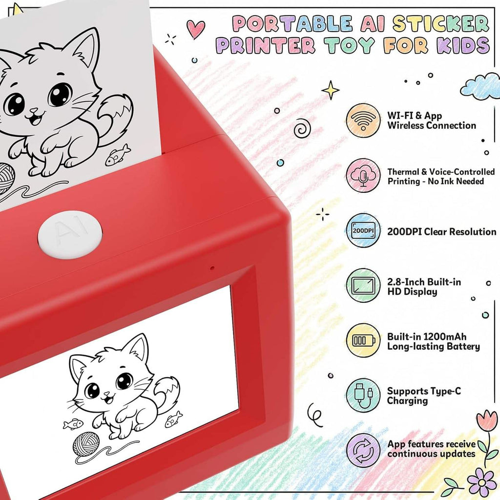 2.8-Inch AI Voice-Controlled Thermal Photo Printer