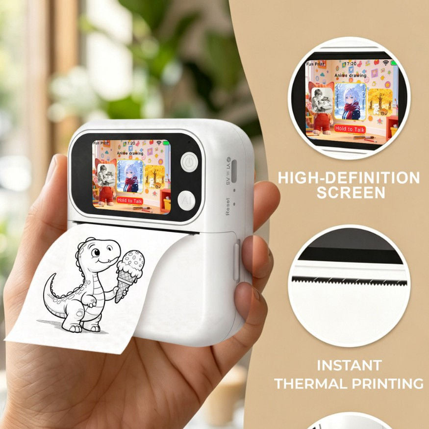 Compact AI Thermal Printer with 2-Inch HD Screen
