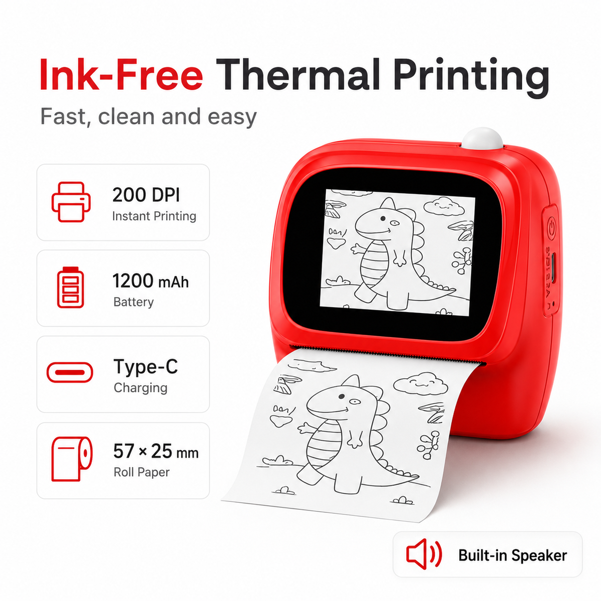 Portable AI Mini Thermal Printer with Voice Control, WiFi & Photo Printing