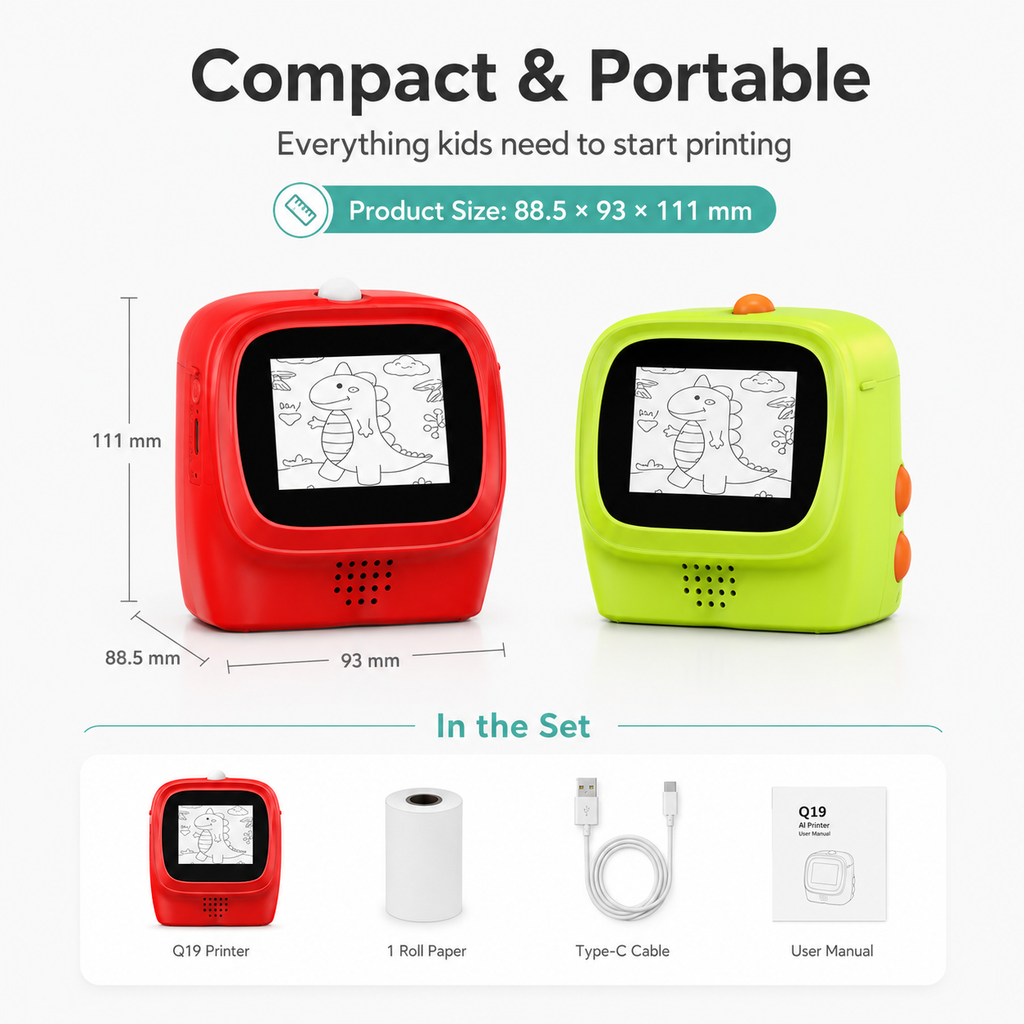 Portable AI Mini Thermal Printer with Voice Control, WiFi & Photo Printing