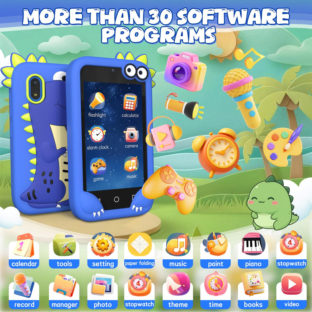 Blue 4 inch kids smart phone camera toy software and games image