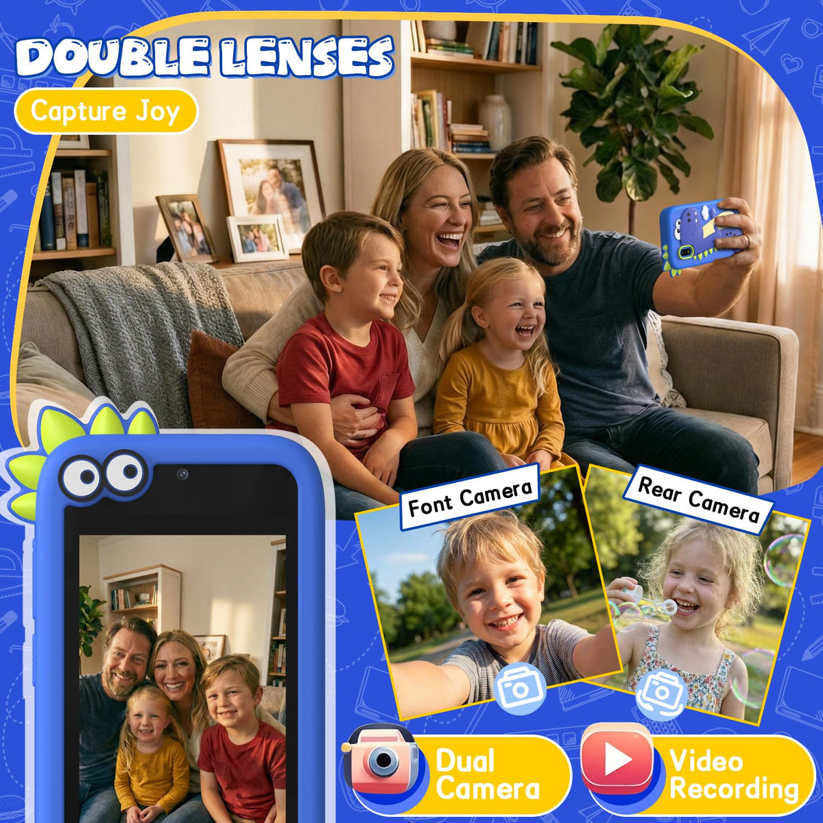 Blue kids smart phone camera toy lifestyle image