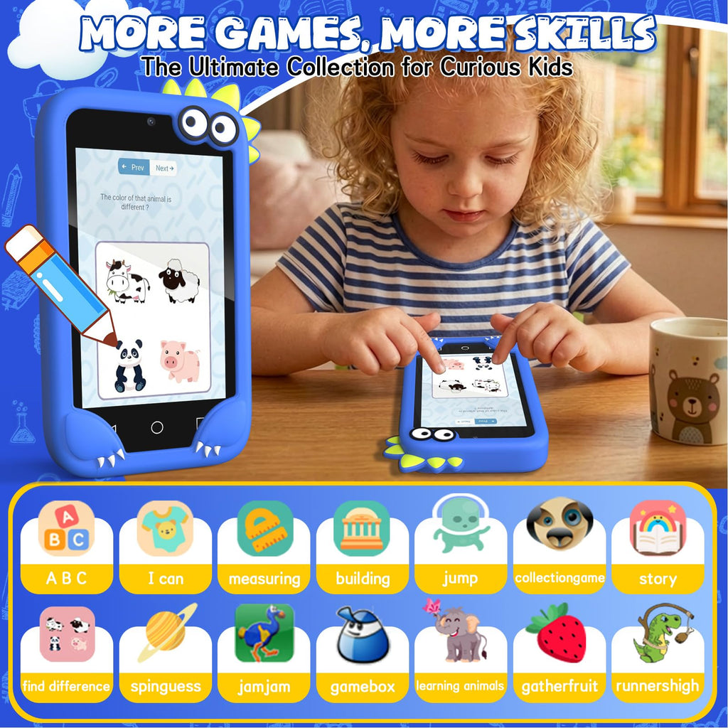 Blue kids smart phone camera toy games mode image