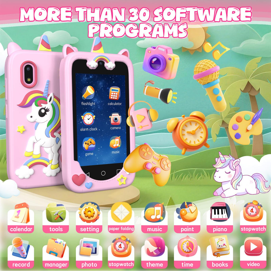 Pink 4 inch kids smart phone camera toy software and games image