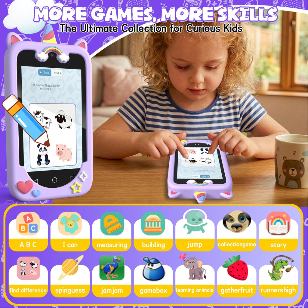 Purple kids smart phone camera toy games mode image