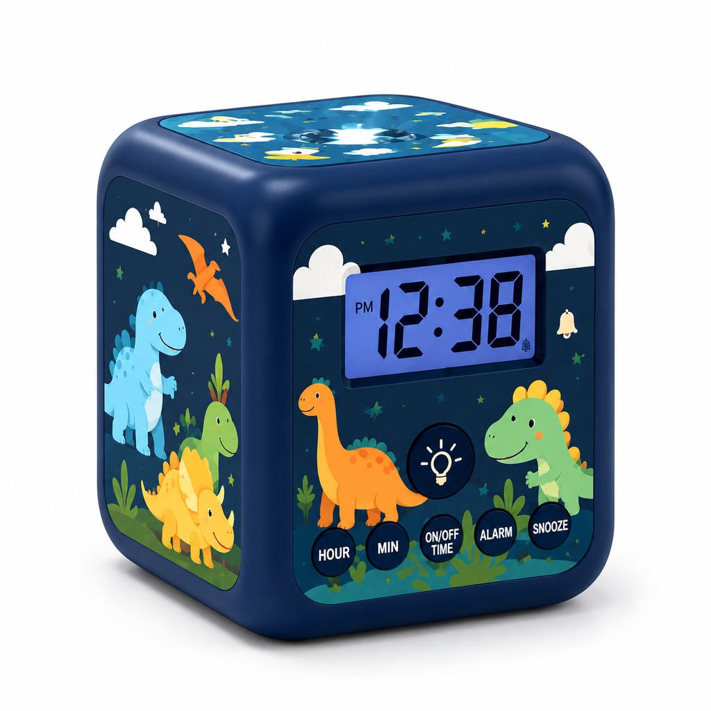 Kids Cube Projection Alarm Clock with Custom Artwork & Snooze