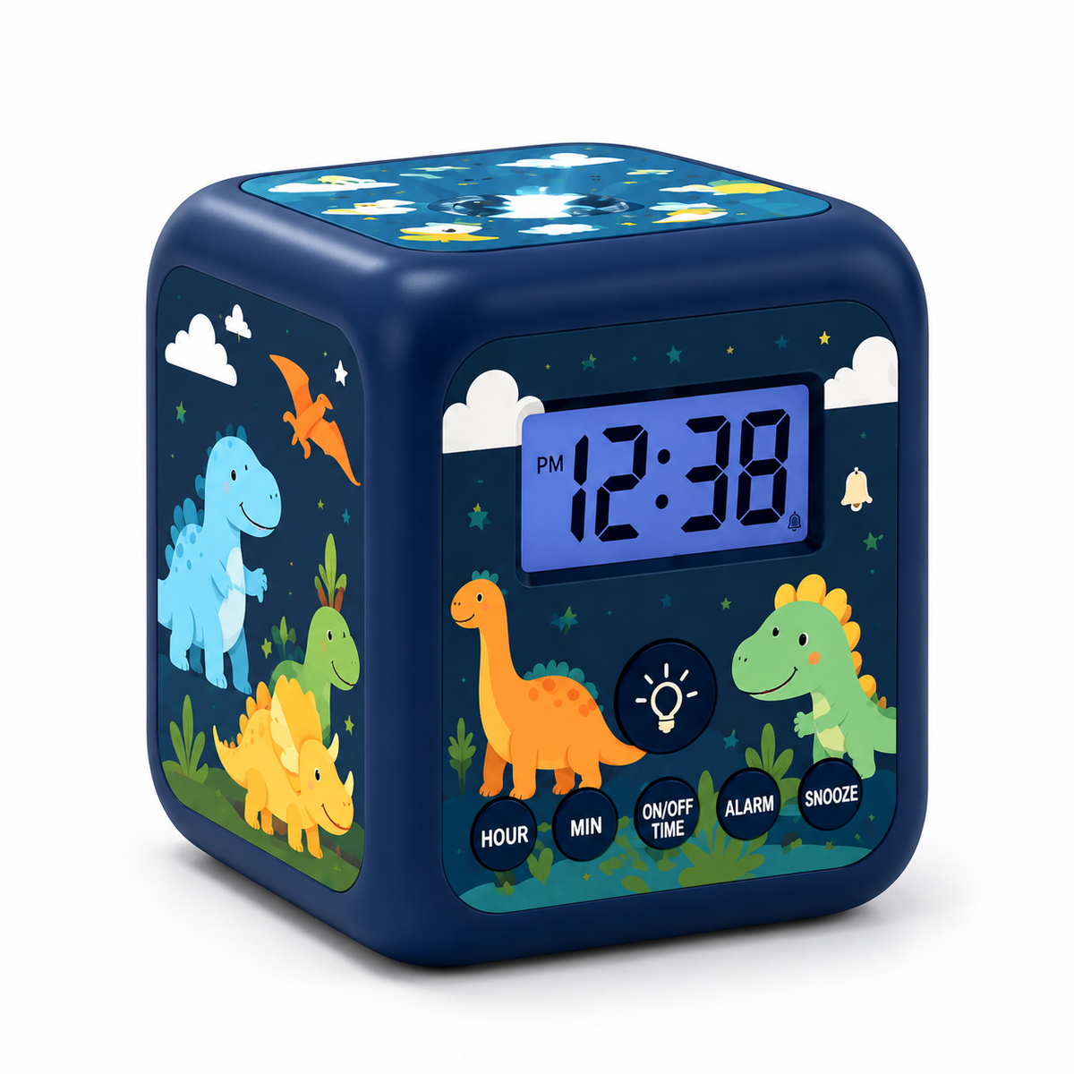 Kids Cube Projection Alarm Clock with Custom Artwork & Snooze