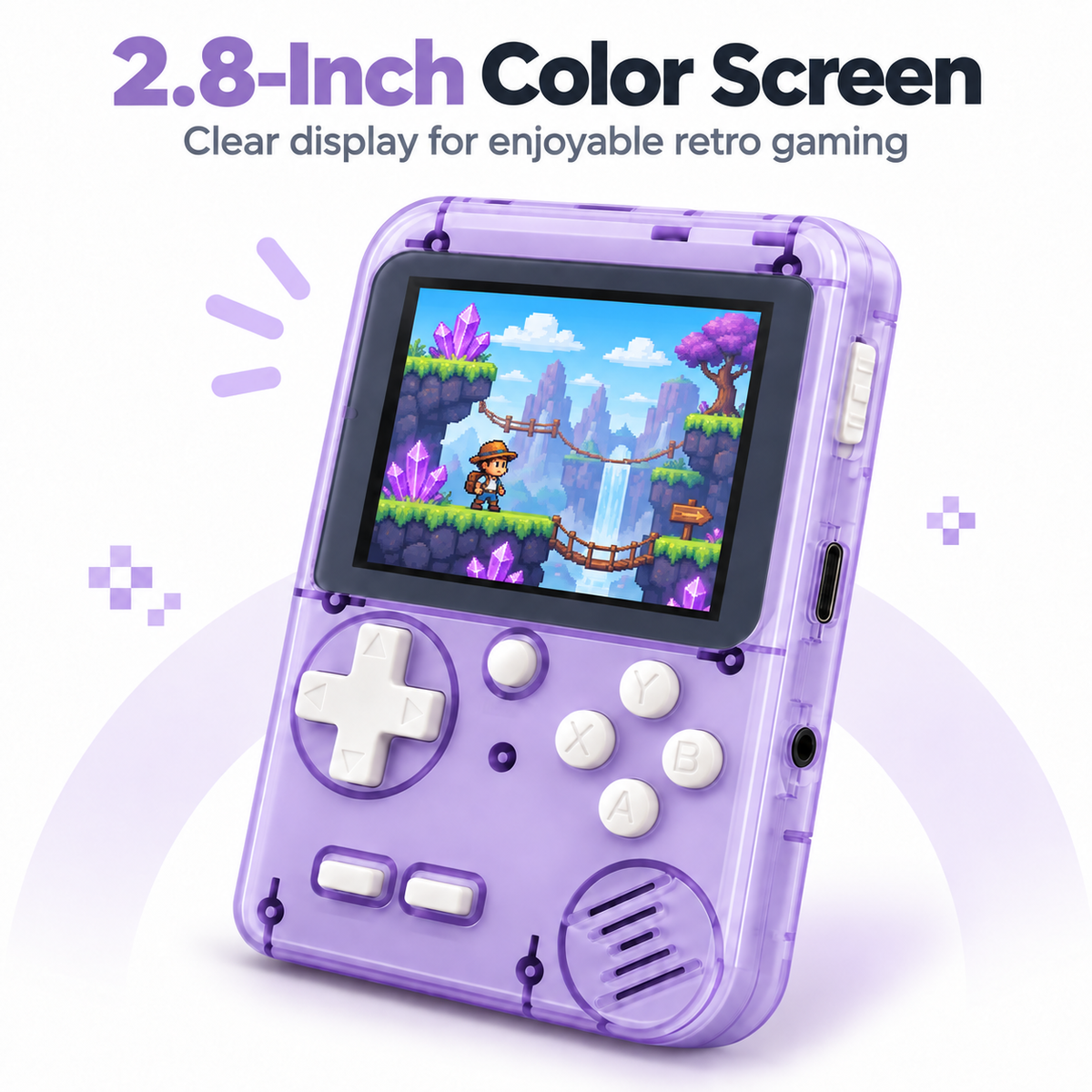 2.8-Inch Retro Handheld Game Console with 400 Built-in Games & Rechargeable Battery