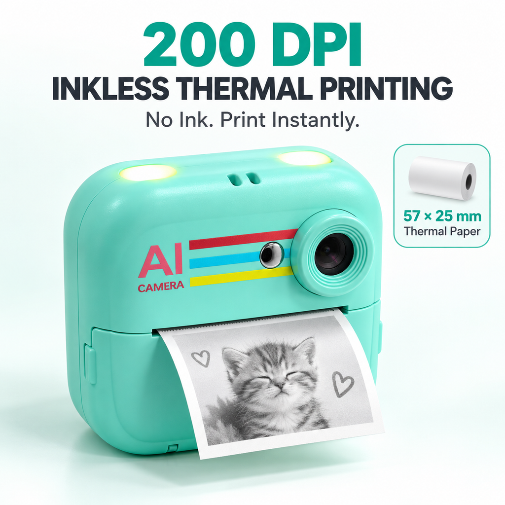 Voice-Controlled Instant Print Camera with 2.4-Inch HD Screen