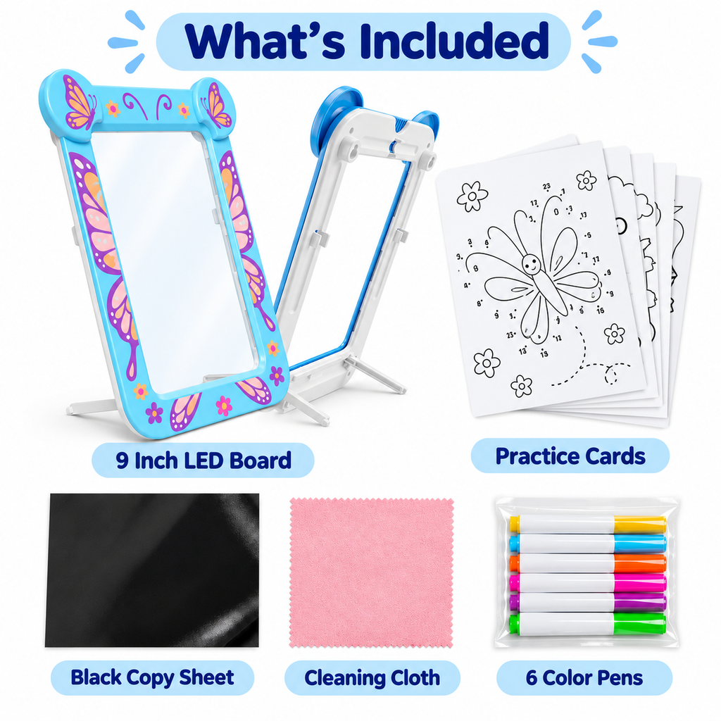 9 Inch Butterfly LED Light-Up Drawing Board for Kids
