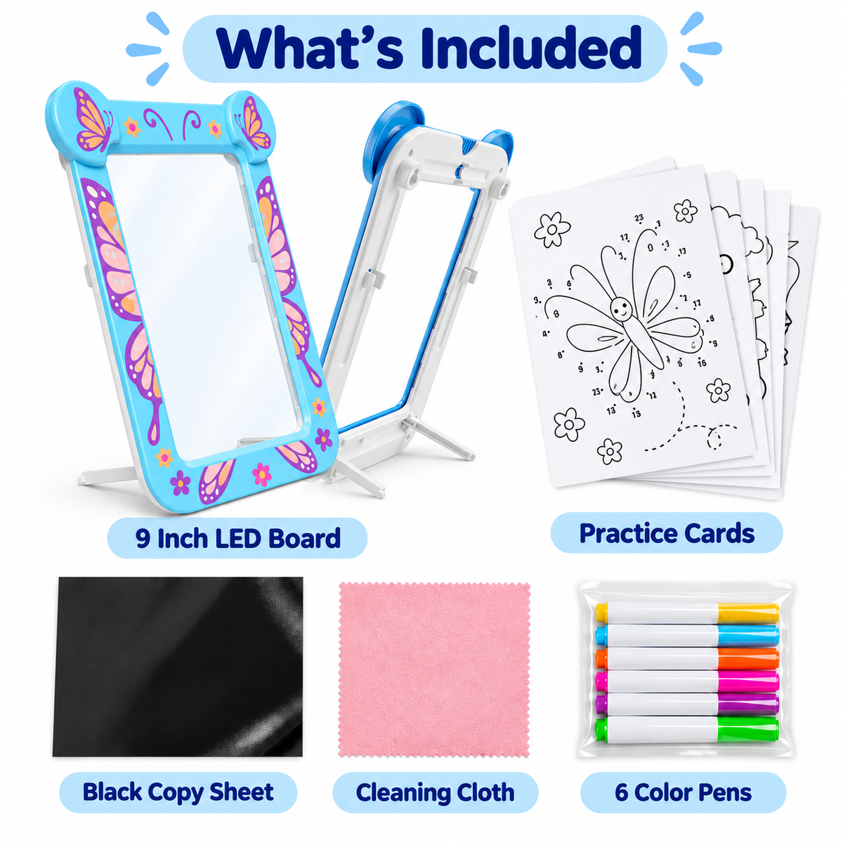 9 Inch Butterfly LED Light-Up Drawing Board for Kids