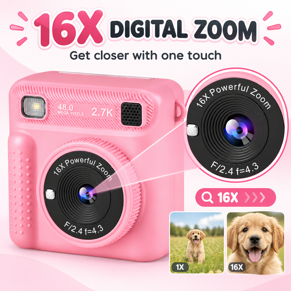 Retro Kids Instant Print Camera | 2.4" Thermal Printing Digital Camera