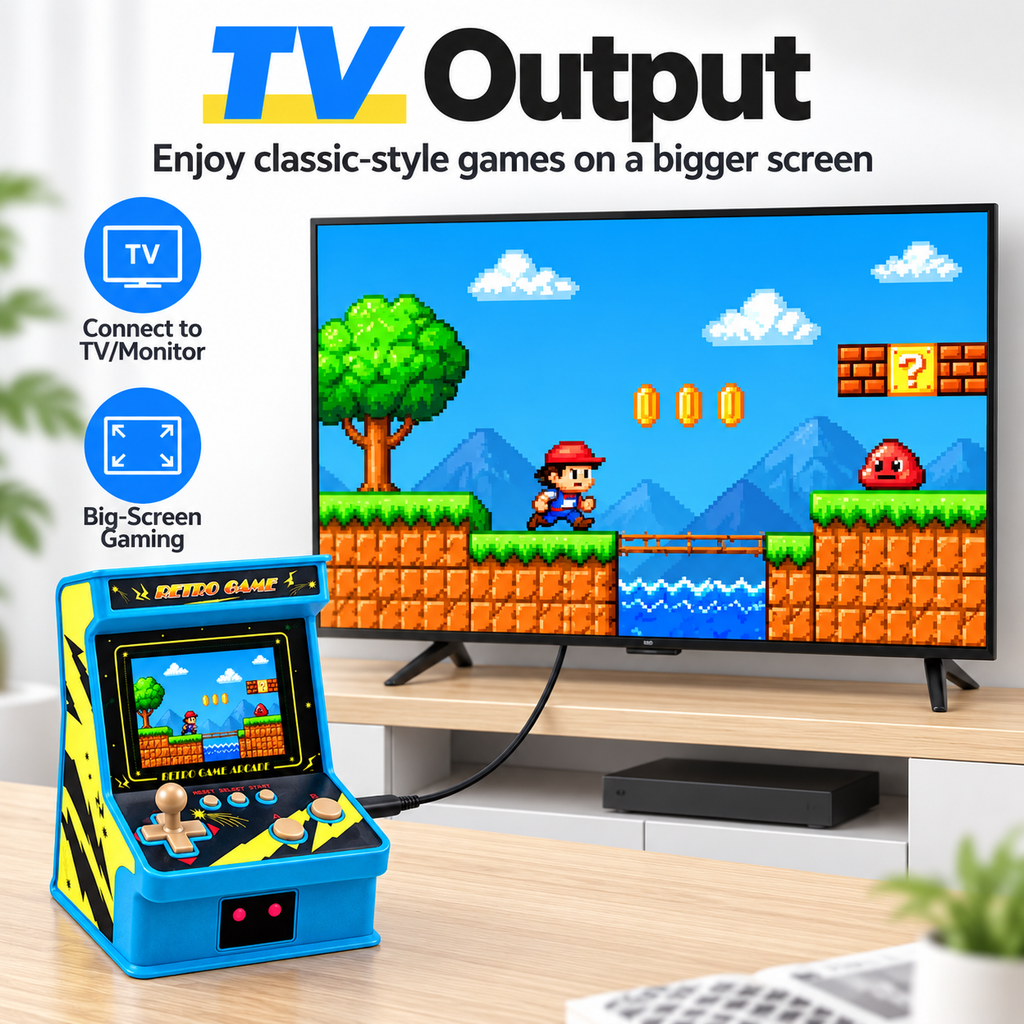 Mini Retro Arcade Game Console with 256 Built-In Games, 2.8-Inch IPS Screen, 2-Player Support & TV Output