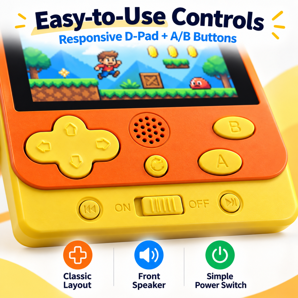 2.5 Inch Handheld Game Console with 500 Built-in 8-Bit Games & Type-C Charging