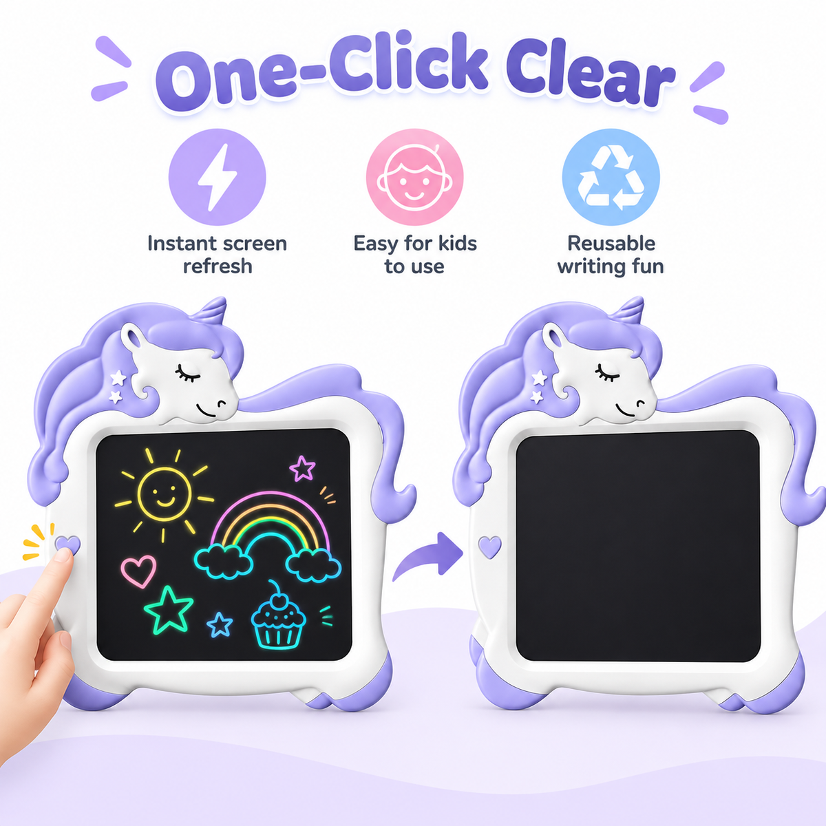 12 Inch Unicorn LCD Writing Tablet for Kids – Reusable Drawing Board