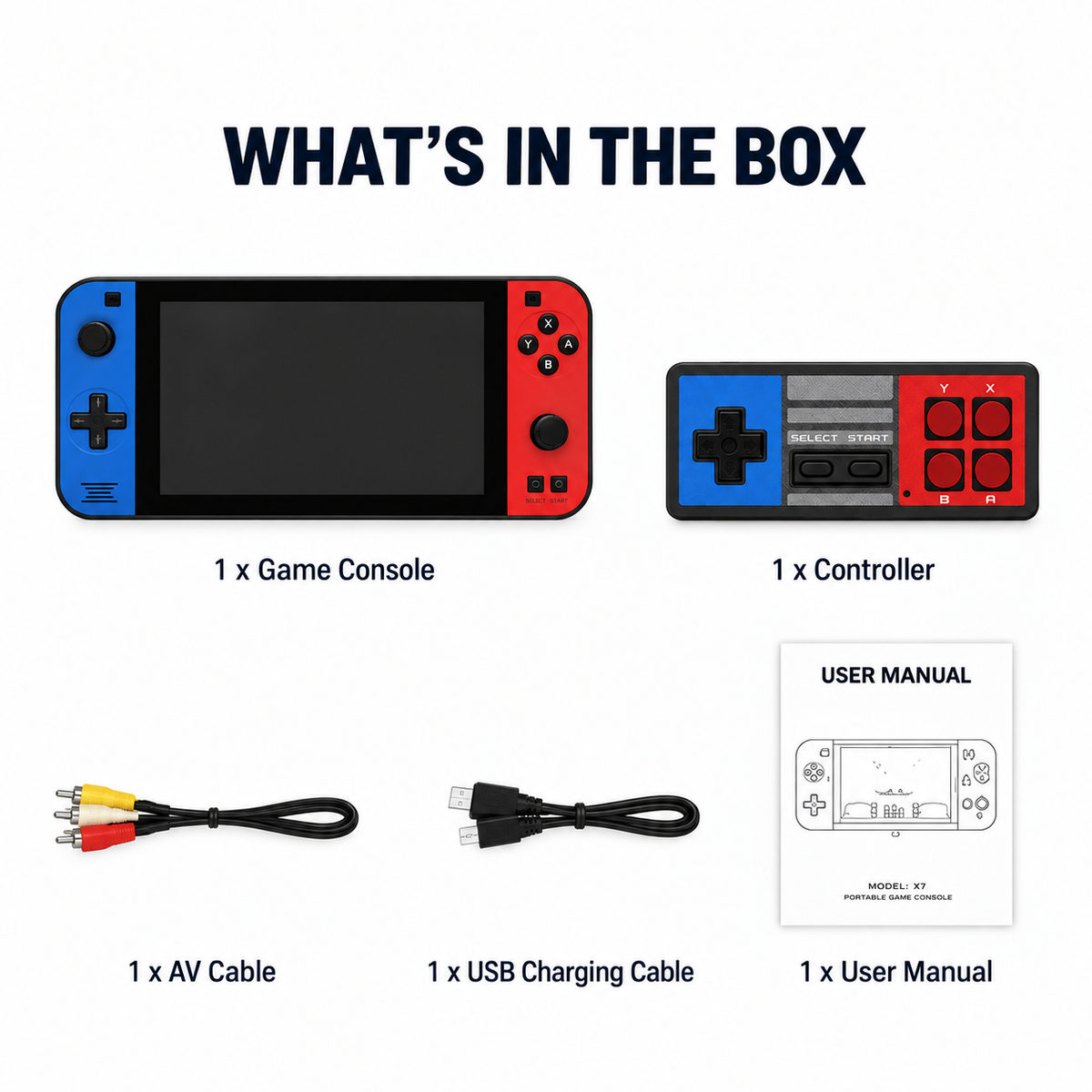 7-Inch Handheld Game Console with TV Output & 2-Player Support