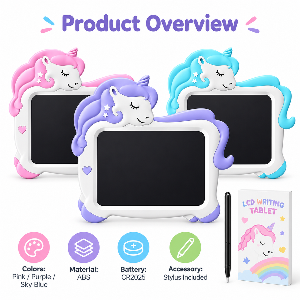 12 Inch Unicorn LCD Writing Tablet for Kids – Reusable Drawing Board