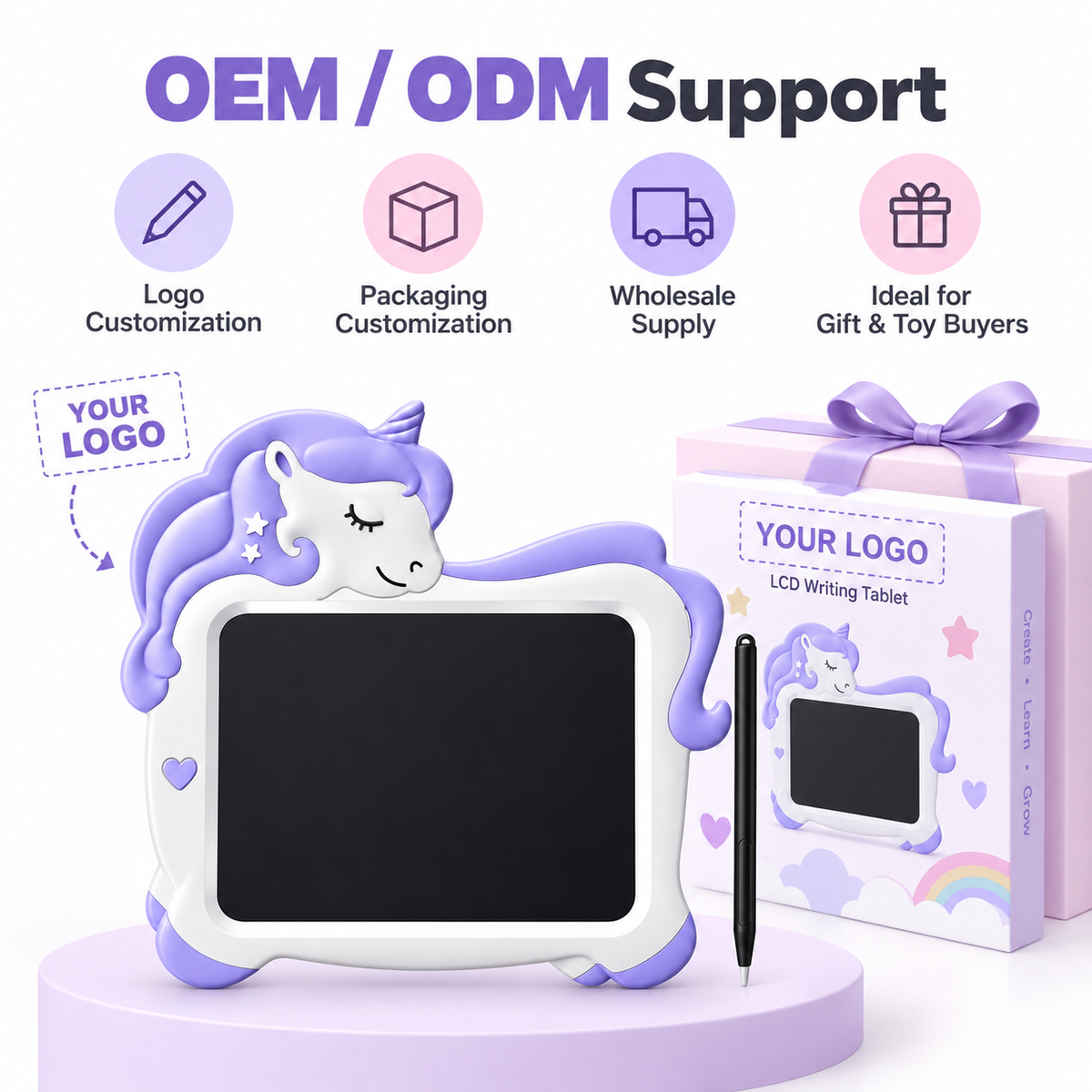 12 Inch Unicorn LCD Writing Tablet for Kids – Reusable Drawing Board