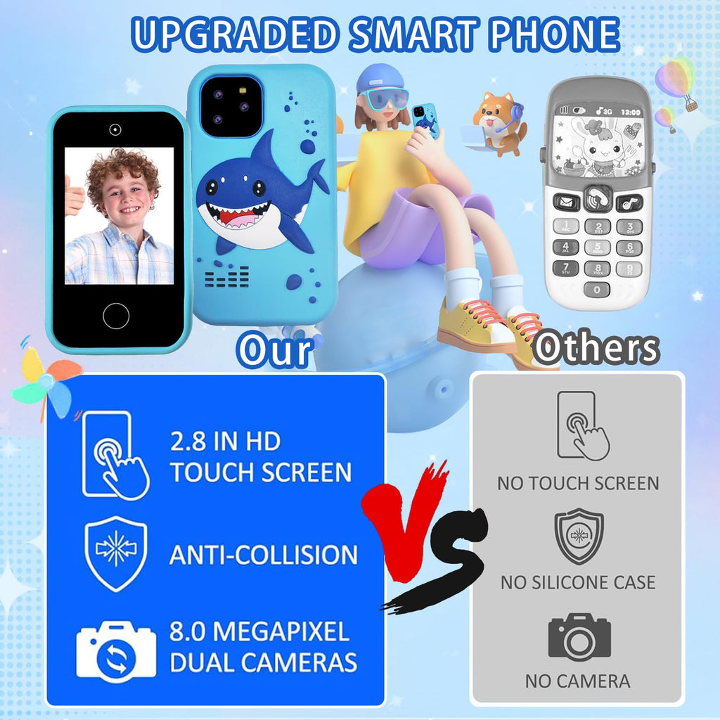 Kids touchscreen camera phone Blue Shark product view 3