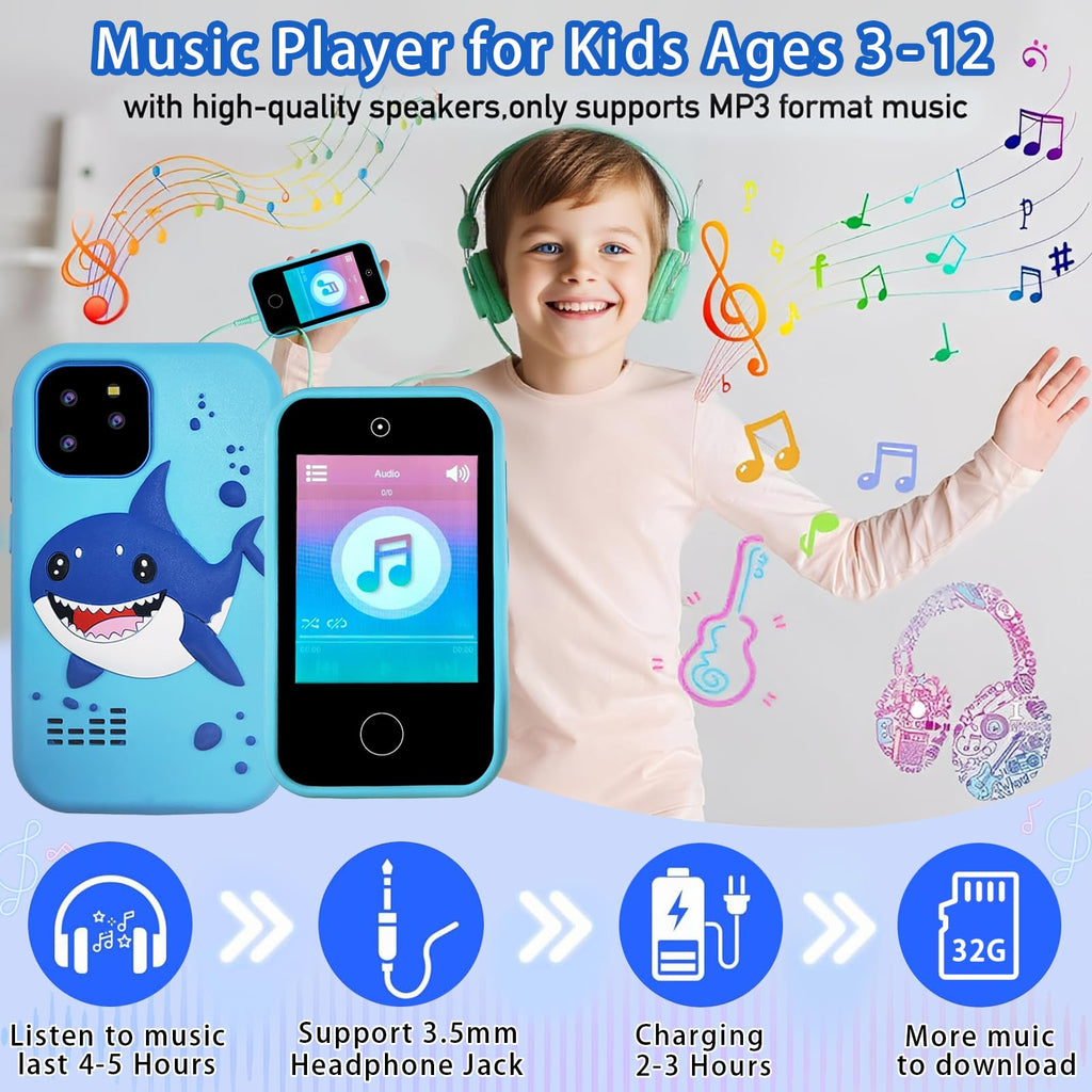Kids touchscreen camera phone Blue Shark product view 9