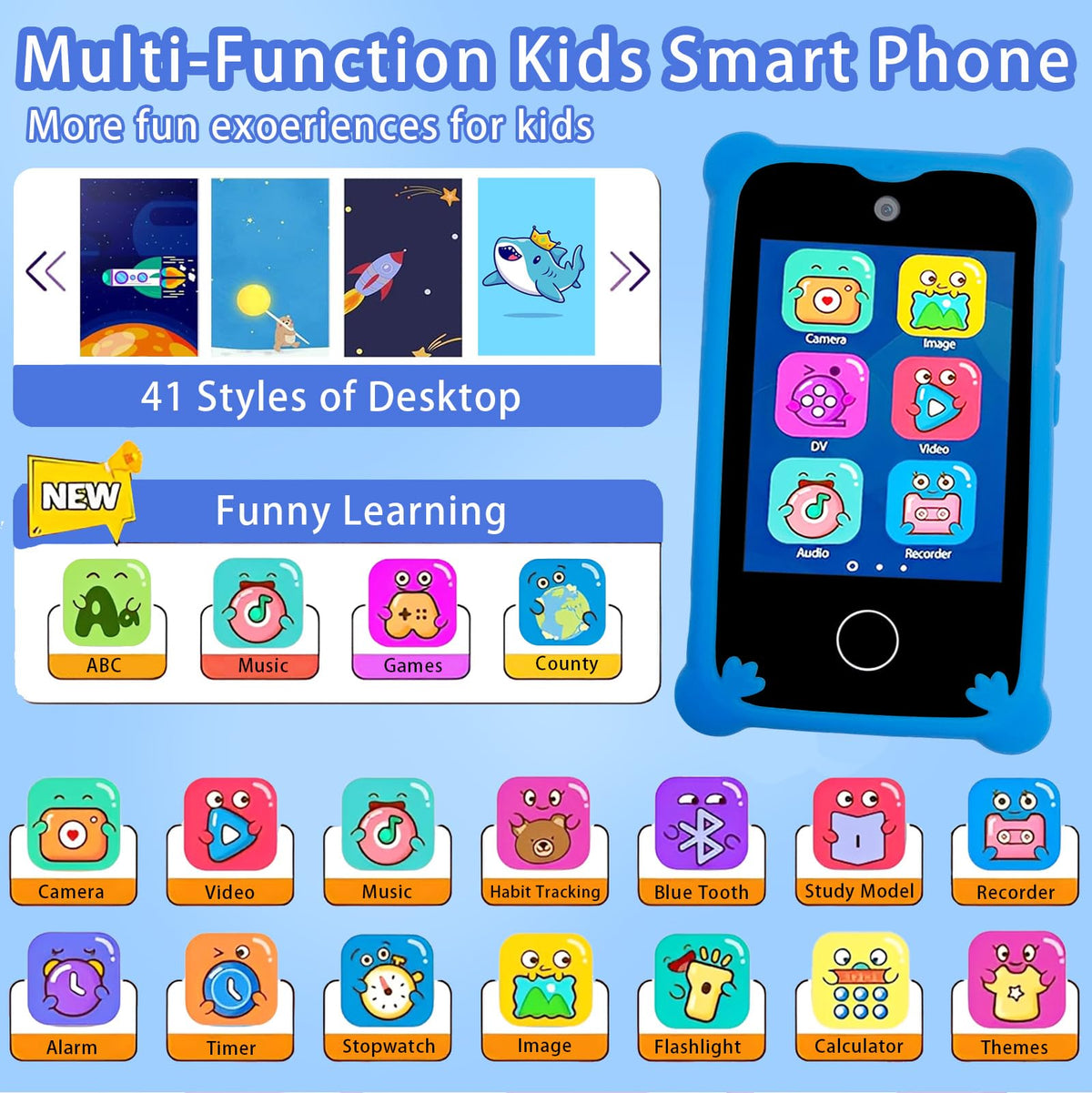 Kids touchscreen camera phone Green Dinosaur product view 2