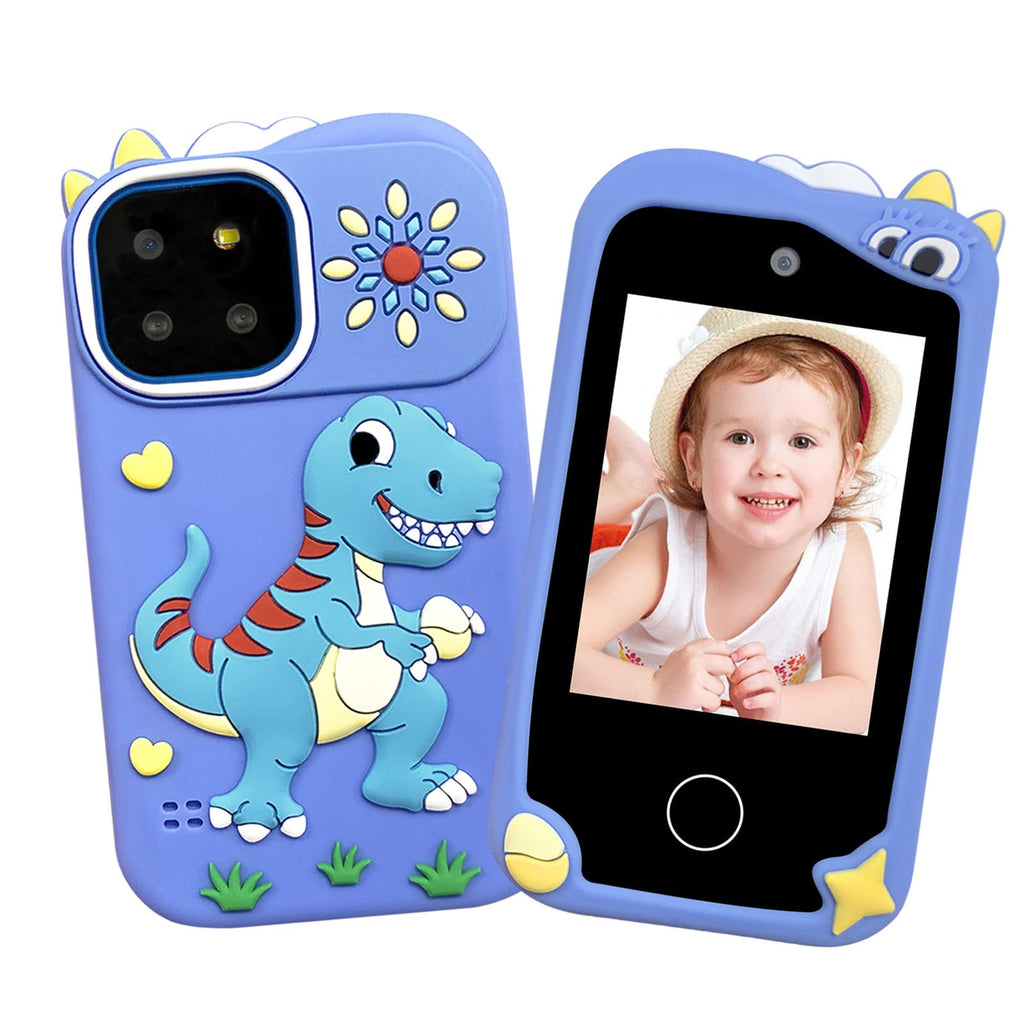 Kids touchscreen camera phone Heart-shaped Dinosaur front and back