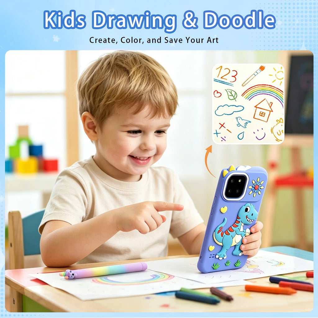 Kids touchscreen camera phone Heart-shaped Dinosaur product view 7