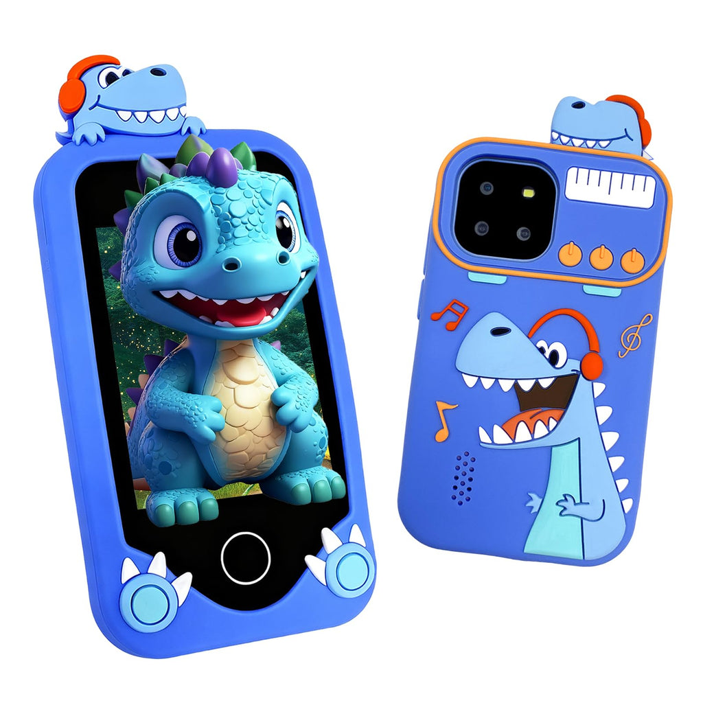 Kids touchscreen camera phone Musical Dinosaur front and back