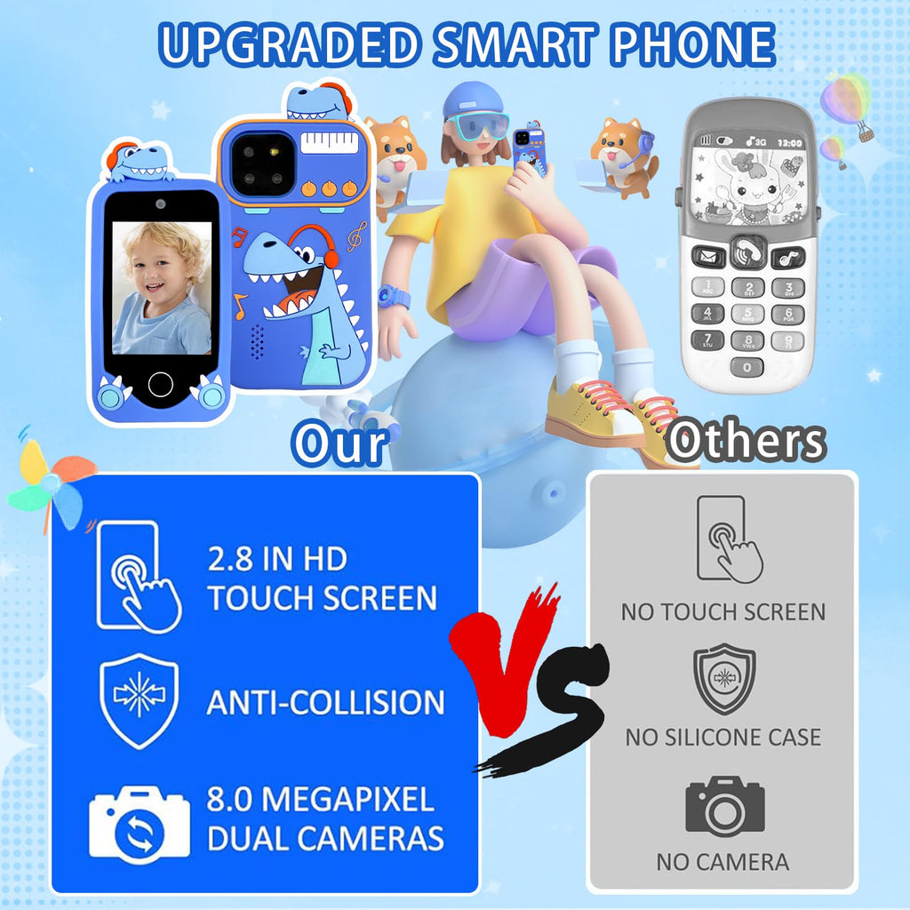 Kids touchscreen camera phone Musical Dinosaur product view 3