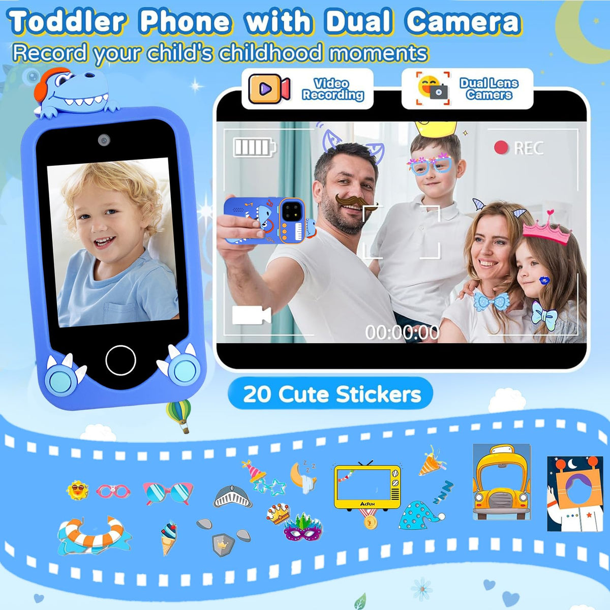 Kids touchscreen camera phone Musical Dinosaur product view 4