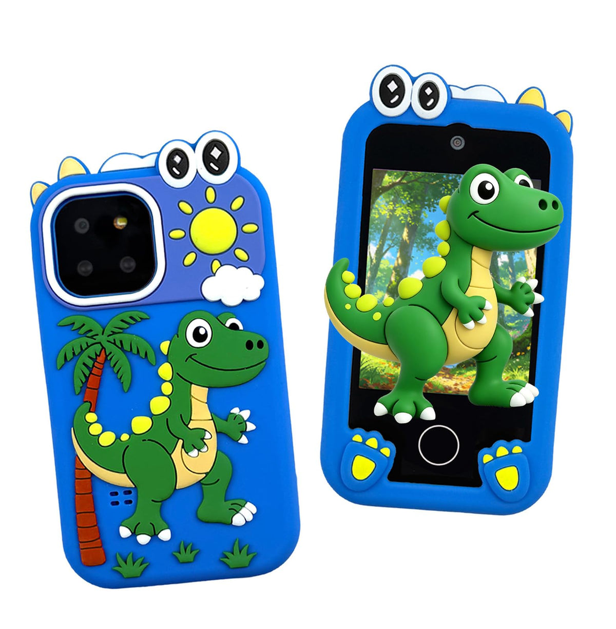 Kids touchscreen camera phone Palm Tree Dinosaur front and back