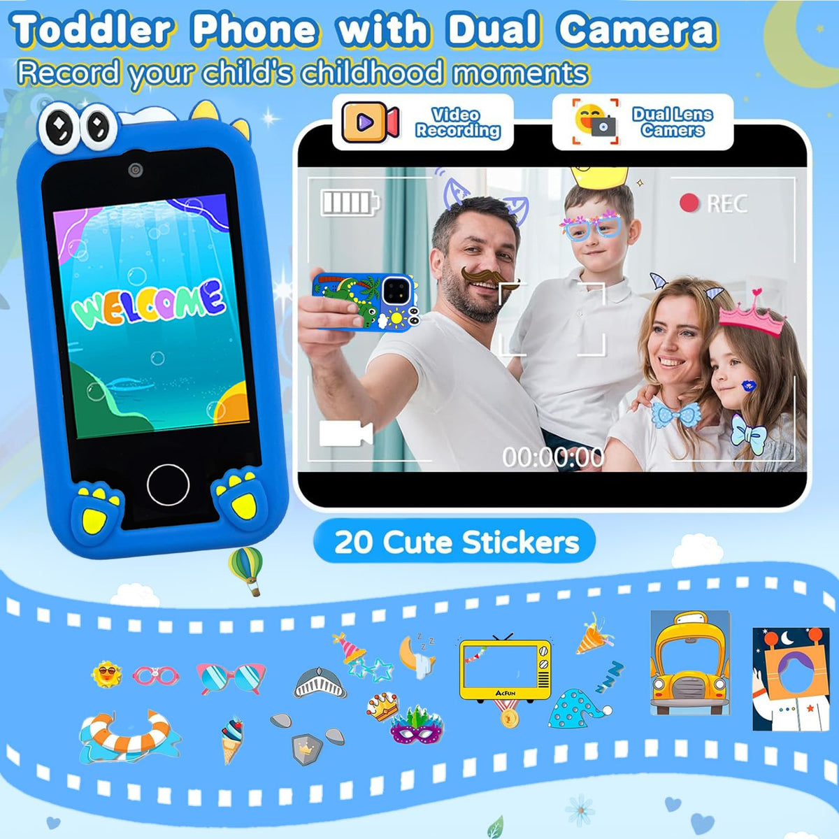 Kids touchscreen camera phone Palm Tree Dinosaur product view 4