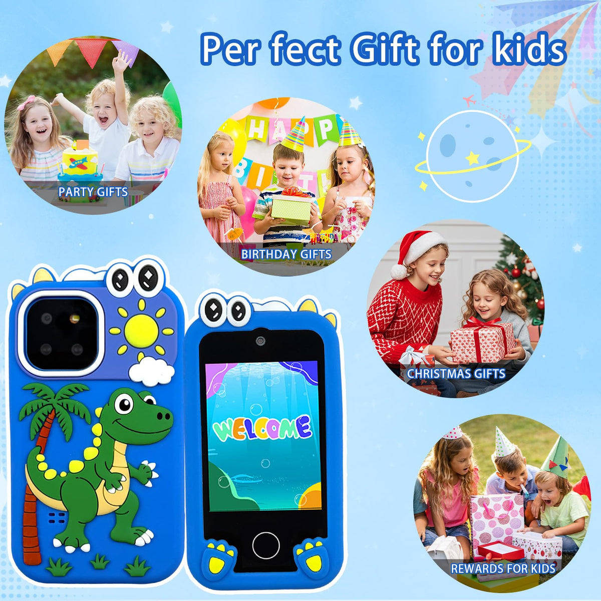 Kids touchscreen camera phone Palm Tree Dinosaur product view 8