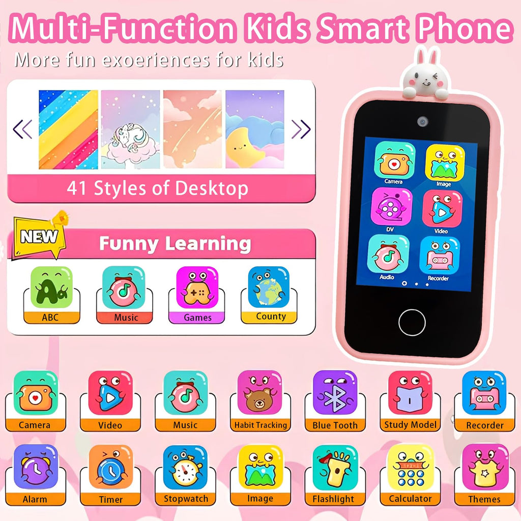 Kids touchscreen camera phone Pink Bunny Unicorn product view 2