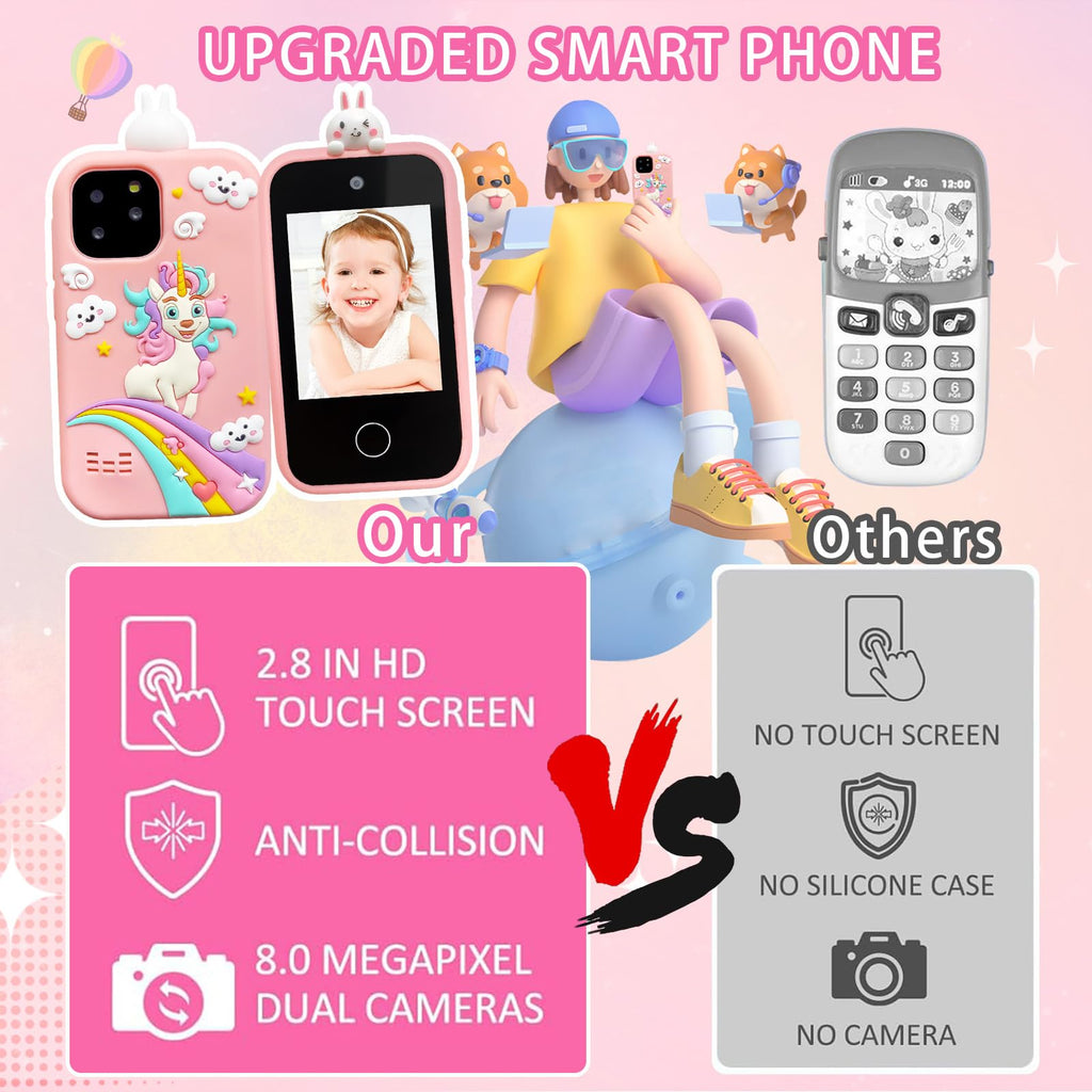 Kids touchscreen camera phone Pink Bunny Unicorn product view 3
