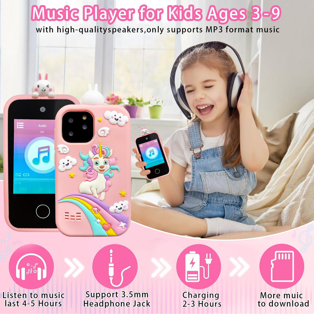 Kids touchscreen camera phone Pink Bunny Unicorn product view 6