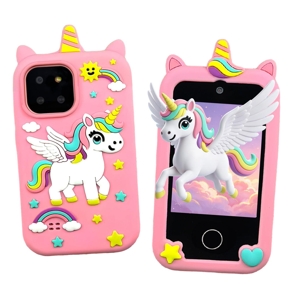 Kids touchscreen camera phone Pink Pegasus front and back