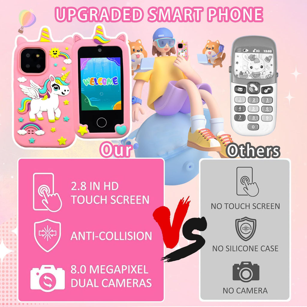 Kids touchscreen camera phone Pink Pegasus product view 3