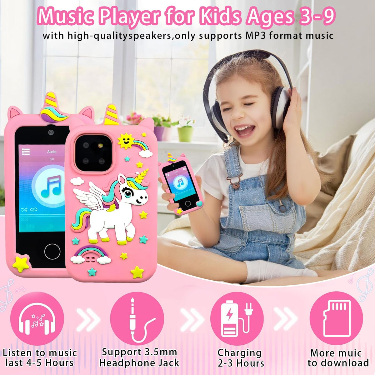 Kids touchscreen camera phone Pink Pegasus product view 6