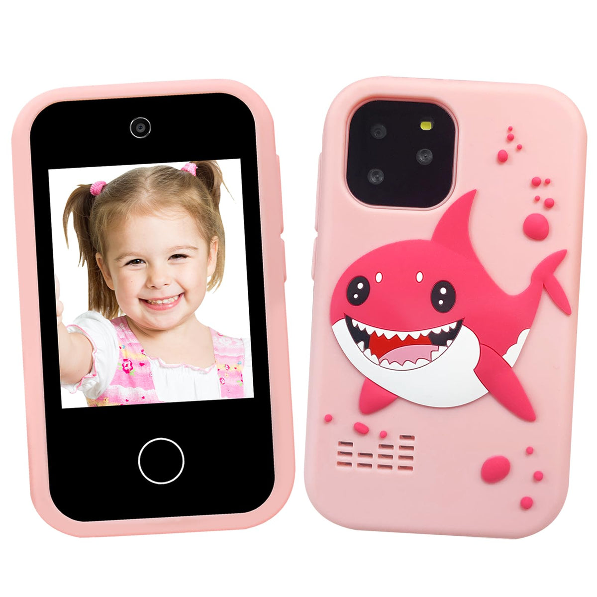 Kids touchscreen camera phone Pink Shark product view 2