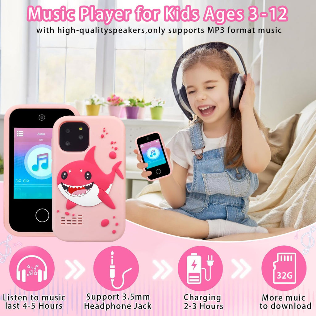 Kids touchscreen camera phone Pink Shark product view 7