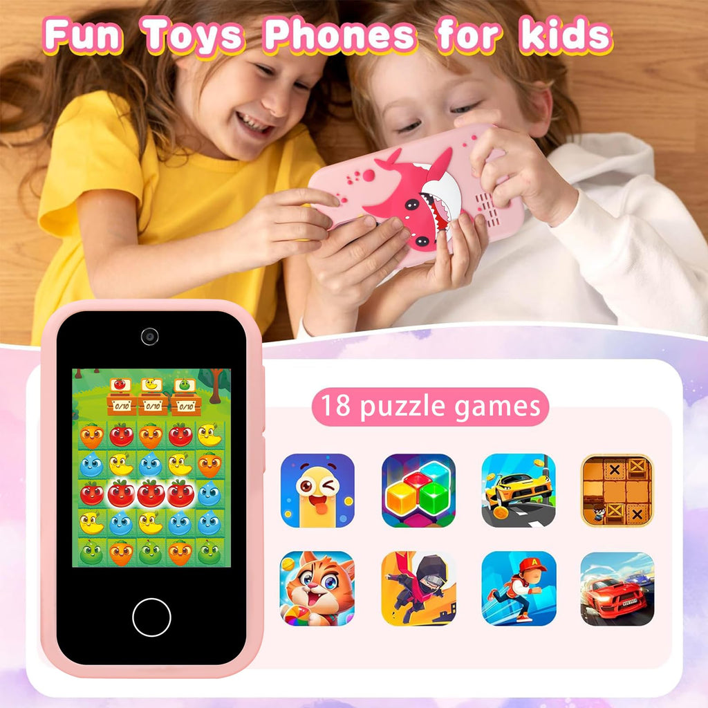 Kids touchscreen camera phone Pink Shark product view 9