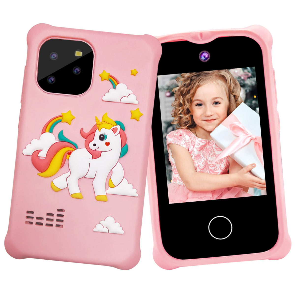 Kids touchscreen camera phone Pink Unicorn product view 2