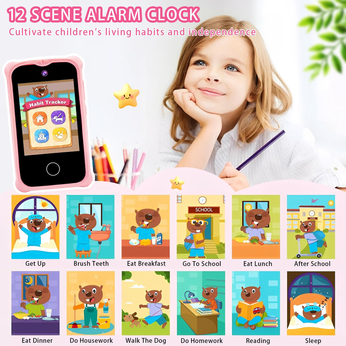 Kids touchscreen camera phone Pink Unicorn product view 6