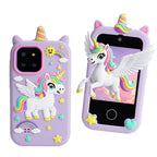 Kids touchscreen camera phone Purple Pegasus front and back